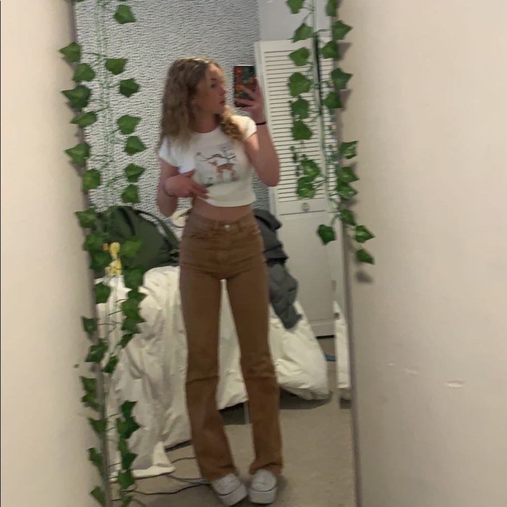 pacsun tan/brown high rise bootcut jeans